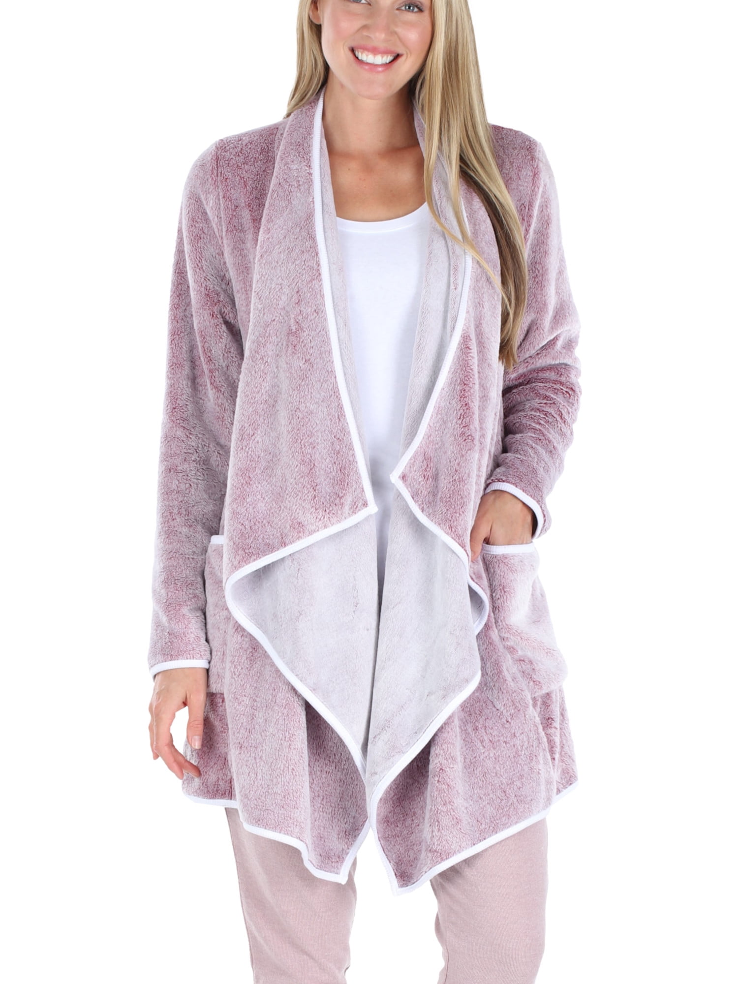 Hue cozy sherpa fleece cardigan robe sale