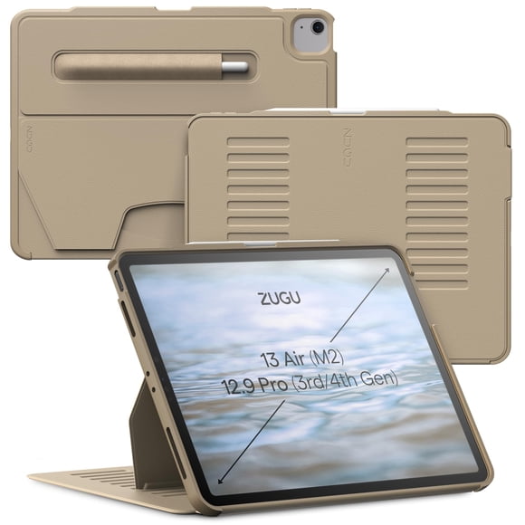 Zugu Case for iPad Air 13 Inch M3 2025 & M2 2024 &/12.9 inch (3rd/4th Gen), Slim Protective Cover with Apple Pencil Charging & Storage, Auto Wake/Sle