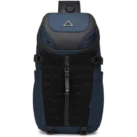 OZUKO Mochila Cruzada, Pequeña Mochila de Pecho con Diseño MOLLE, Correa Ajustable, Azul