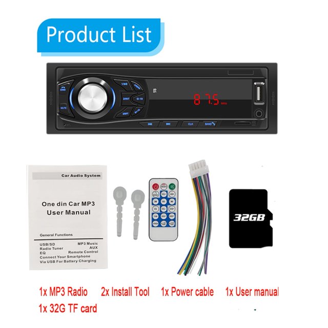Car Radio Bluetooth Wireless Handsfree MP3 Multimedia Player AUX USB FM 12V Classic Stereo Audio Player Auto Car Electric ,Accurate Channel Search
