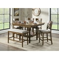 thumbnail image 5 of Wooden Frame Counter Height Bench Light Oak Finish Mindy Veneer Gray Textured Fabric Upholstery Dining Room Furniture, 5 of 7
