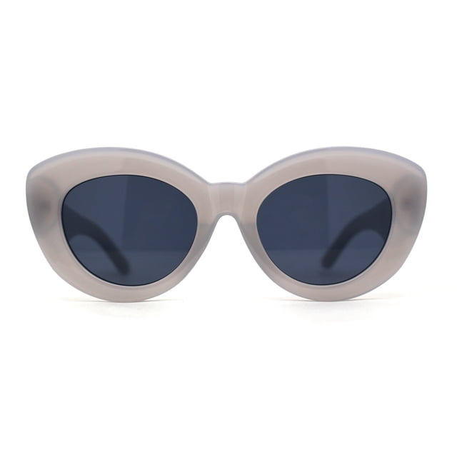 Womens Mod Super Nerdy Thick Cat Eye Plastic Sunglasses Slate Black