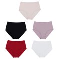 thumbnail image 2 of Baywell Plus Size Women's Underwear Cotton High Waisted Ladies Briefs Stretch Full Coverage Panties 5 Pack Lightpink&Apricot
&Black&White&Red

 L, 2 of 9