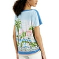 thumbnail image 3 of JM Collection Women's Exotic Voyage Graphic-Print Top Blue CL Combo Size M, 3 of 3