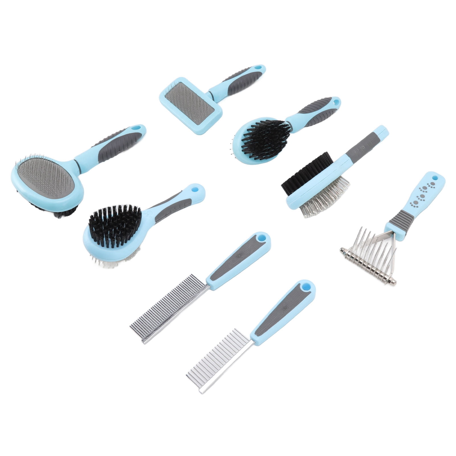 NFTIGB Dog and Cat Brush Comb Set 8 in 1 Multifunction Deshedding Open Knots Hair Grooming Kit for Long Haired Pets (14.17 inches / 36 cm)