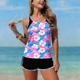 thumbnail image 3 of Zynoxe Womens Tankini Bathing Suits Fashion Print 2 Piece Swimsuit for Women Sleeveless Round Neck Tanks and Shorts Beachwear 2XL, 3 of 7