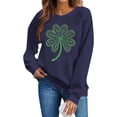thumbnail image 4 of Uootdi Women's Sweatshirt for Women Crew Neck Clover Graphic Print Long Sleeve Relaxed Fit Casual Everyday Wear Parade Outfits Gift, 4 of 6