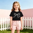 thumbnail image 2 of Bainana Summer T Shirts For Girls Bowknot Print Short Sleeve Graphic Tees Comfortable Casual Teen Kids Outdoor Play Crew Neck Tshirts Size 1-14 Years, 2 of 4