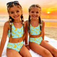thumbnail image 5 of CCRFTGI Girls Swimsuit Size 6-7 Two Piece Sets Swimming Bikinis Beach Vacation Bathing Suit Cute Summer Fruit Print Girls Clothes Tankini Swimsuits Swimwear Cyan 7-8 Years, 5 of 9