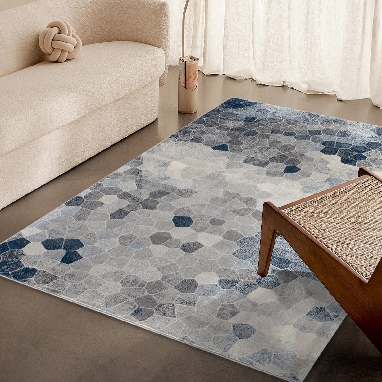 Tapis d'intérieur géométrique Rug Branch Havana 2' x 7' (taille exacte : 2'3" x 7'), gris beige, contemporain - Entrée, couloir, salle de bain et cuisine