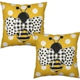 thumbnail image 2 of Summer Pillowcase 16x16 Set of 2 Yellow Honey Bee Polka Dots Holiday Throw Pillow Covers Bumblebee Outdoor Decorative Linen Cushion Covers for Farmhouse Couch Sofa Living Room Decor, 2 of 6