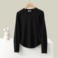 thumbnail image 2 of SwiftWear Women's Fleece Crew-Neck Long Sleeve Thermal Underwear Plus-Size Warm Base Layer Shirt Soft Cozy Top Loungewear for Cold Weather​, Black, 2 of 3