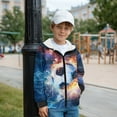 thumbnail image 2 of Xoenoiee Soccer Fire Lightning Print Fleece Full Zip Hoodies Oversized Kids Trendy Graphic Hoodies Pullover Sweatshirt for Teen Boys Spring Fall Casual Tops Sports Shirt with Pocket, M, 2 of 7