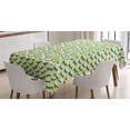 thumbnail image 1 of Animals Tablecloth, Jurassic Theme Cartoon Dinosaurs Patterns Walking T-rex, Rectangle Satin Table Cover Accent for Dining Room and Kitchen, 60" X 84", Yellow Multicolor, by Ambesonne, 1 of 2