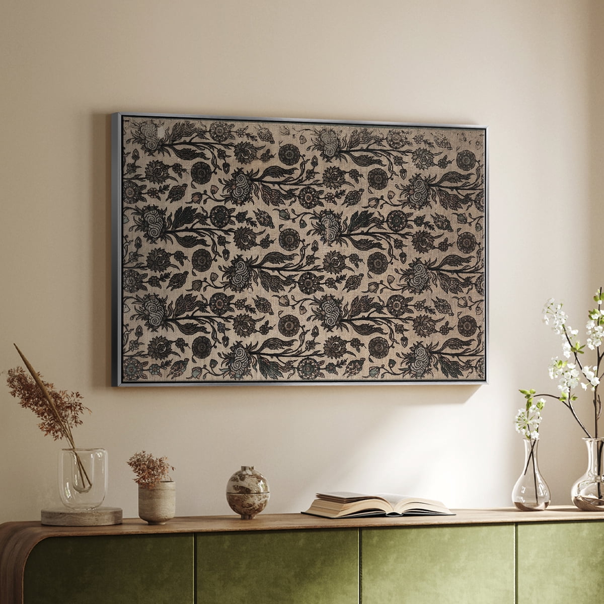 Vintage Abstract Print-XXXII Framed in Silver Wood Gallery Wrapped Canvas 17 in. x 25 in.