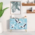 thumbnail image 2 of PixonSign Sideboard Buffet Cabinet, Kitchen Storage Cabinet with 2 Doors, Cherry Blossom Chinese Crane Pattern, Cupboard Console Table for Dining Room - 35" L x 18" W x 29" H, 2 of 5