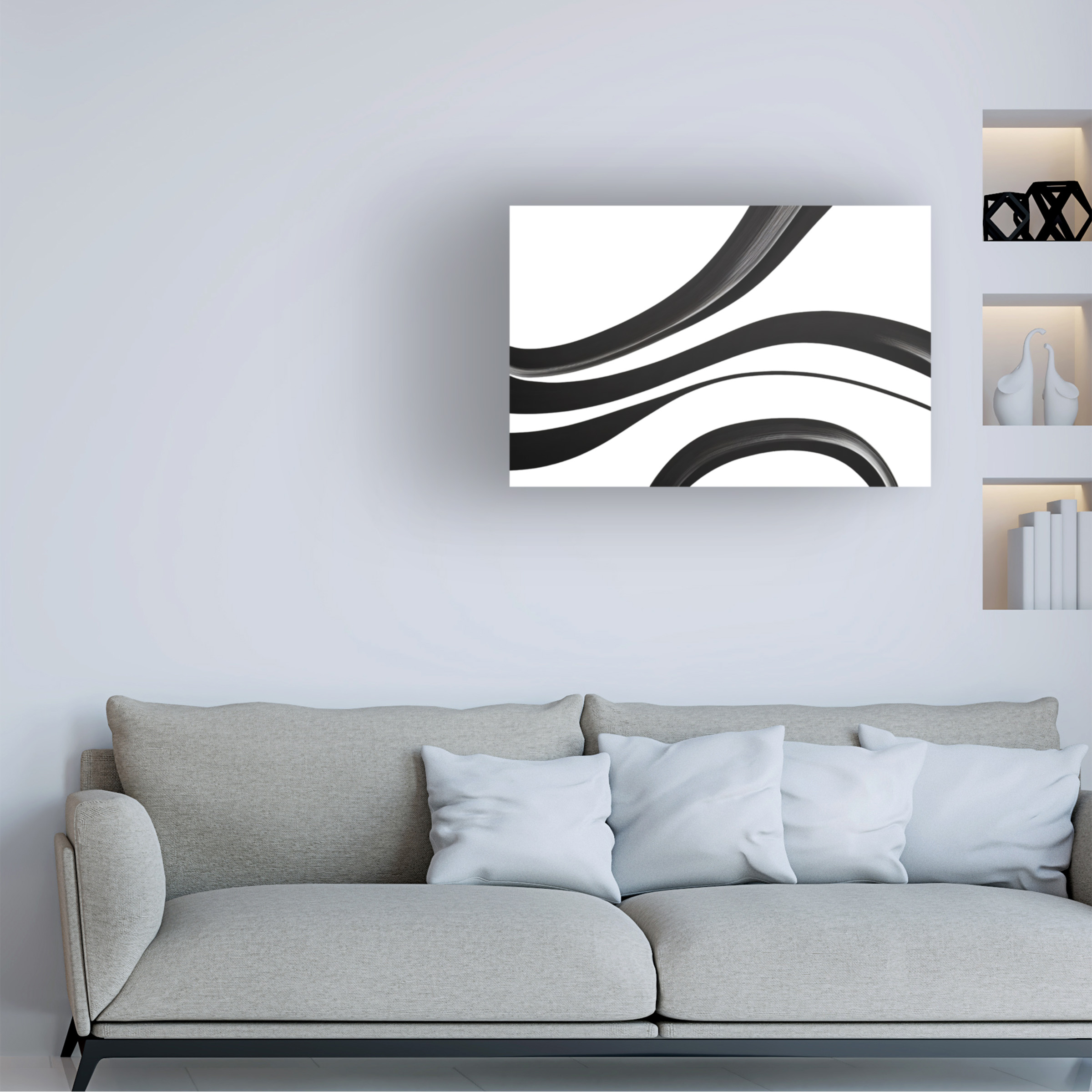 Canvas Wall Art - Ray Heere 'Black White Bold Strokes 15' Wall Art for Living Room, Bedroom, or Office Décor by Trademark Fine Art - 24 x 16 Inches
