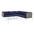 thumbnail image 2 of Modway Harmony 6-Piece  Sunbrella® Basket Weave Outdoor Patio Aluminum Sectional Sofa Set in Tan Navy, 2 of 13