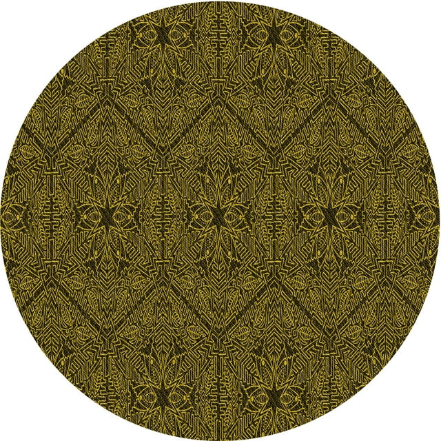Ahgly Company Tapis Rond Lavable en Machine Intérieur Transitionnel Noir Brun, 7 Pieds Rond