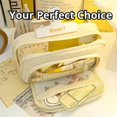 thumbnail image 4 of Big Capacity Pencil Case, 3 Compartments Simple Storage Aesthetic Pencil Case, 4 of 5