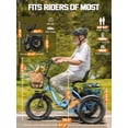 thumbnail image 4 of ESKUTE T300 E Trike Electric Tricycle for Adults, 750W Brushless Motor 18MPH+ Fat Tire Folding Trike, Step-Thru 3 Wheel Electric Bicycle, Blue with Phone Holder Bag & Mirrors & Lock, UL2849, 4 of 7
