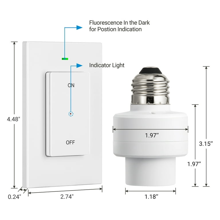 Wireless Remote Control Light Switch and Socket Cap to Turn Lamps and Pull  Chain Fixtures On and Off