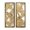 DecMode Contemporary Metal Banana Leaves Wall Décor, Set of 2 13"W x 34