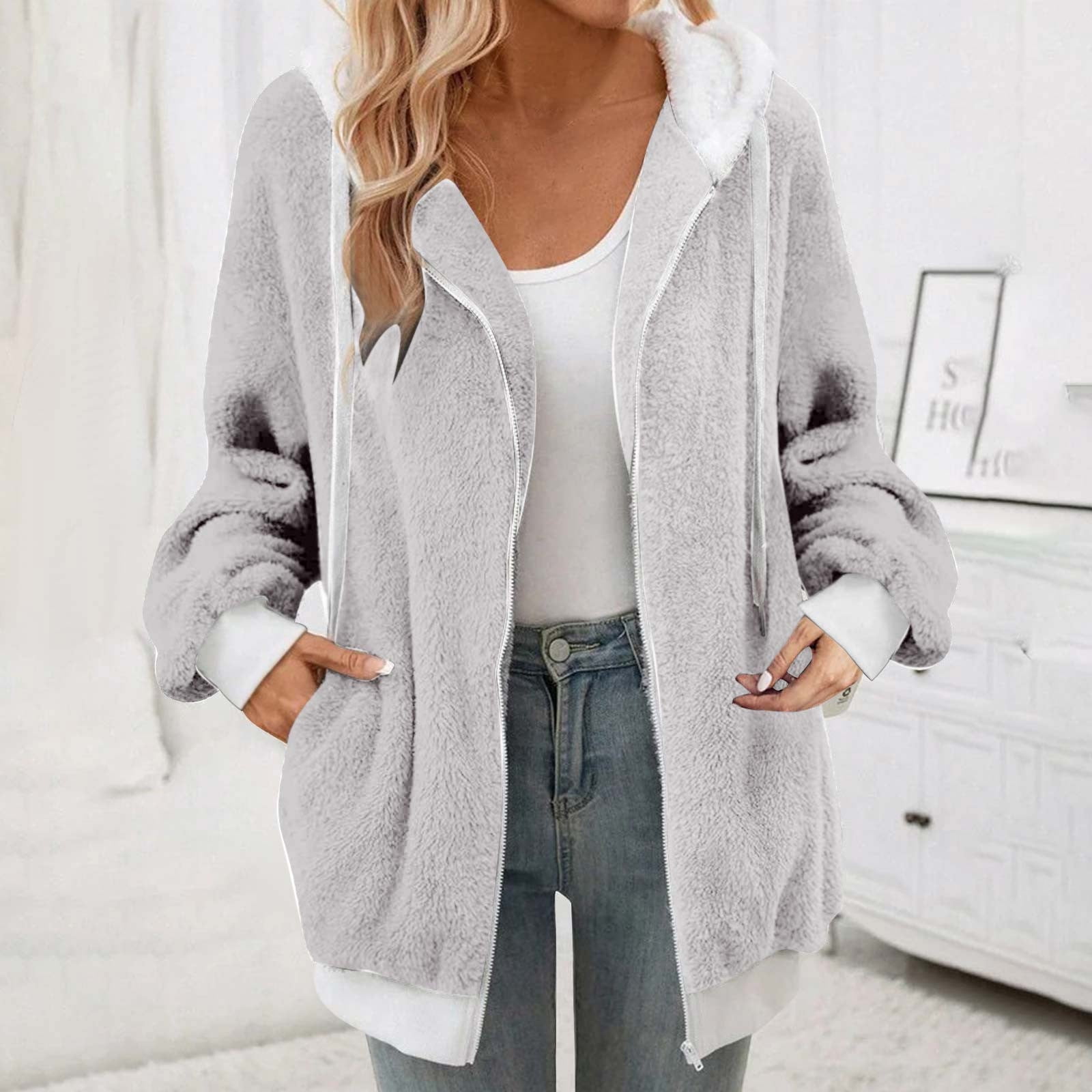 Trench Coat for Women 2023 Fashion Women's Zipper V-Neck Pullover
