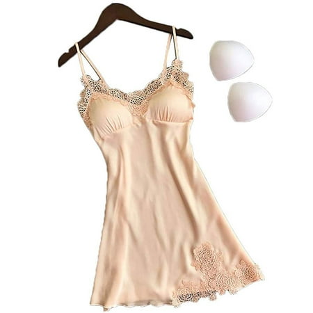 

Hopiumy SDD Women Lingerie Sleep Dress Satin Silk Lace Lingeries Night Dress Sleepwear