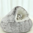 thumbnail image 4 of Calming Dog Beds & Cat Cave Bed With Hooded Cover, For Small Pets,Anti-Slip Faux Fur Fluffy Bed, Outer Diameter 40Cm - Coffee color, 4 of 5