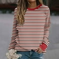 thumbnail image 2 of FNFYFH Striped Sweatshirts for Women Plus Size Fleece Long Sleeve Crewneck Sweatshirt 2024 Fall Winter Causal Comfy Blouse Womens Pullover Green S-5XL, 2 of 5