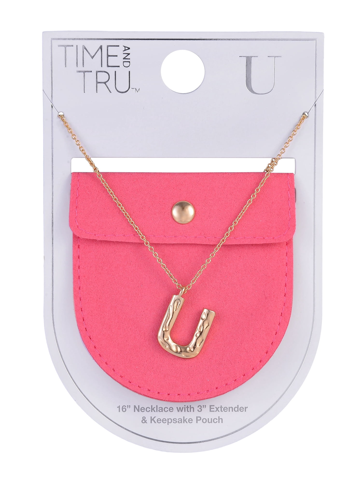 Time and Tru Goldtone Hammered Initial "U" Pendant Necklace
