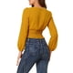 thumbnail image 3 of Blusa semi-translúcida con cuello de volantes de puntos suizos INSPIRE CHIC para mujer, color amarillo, talla S, 3 of 6