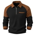 thumbnail image 4 of IWRICH Men's Waffle Quarter Zip Long Sleeve Polo Shirts Classic Color Blocking Tops Casual Collared Basic Tees with Pocket Black XXXL, 4 of 4
