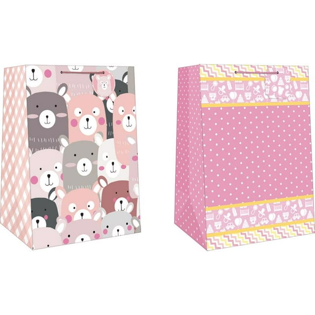 Bolsa de regalo con imágenes de papel surtidas, tamaño mega ancho, tamaño Jumbo, tamaño bebé niña, 1
