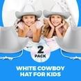 thumbnail image 2 of ​White Felt Cowboy Hats (2-Pack) with Neck Drawstring for Kids' Dress up and Parties, White color​, 2 of 8