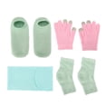 thumbnail image 6 of Nieyigj Moisturizing Socks and Gloves Set with Gel Neck Wrap, Spa Therapy for Cracked Dry Skin Repair, Green & Pink, 5-Piece Kit (Socks, Gloves, Heel Sleeves, Neck Wrap), 6 of 9