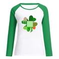 thumbnail image 4 of CEHVOM Women's Spring Patchwork St. Patrick's Day Printed Long Sleeves Round Neck Casual Tee Tops, 4 of 4