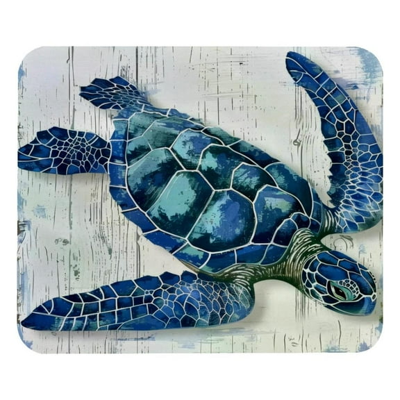 PhooArto Comfortable Mouse Pad Blue Sea Turtle on Wooden Desktop Mousepad , 21 x 25 cm Mouse Mat, Non-Slip Rubber Base, Improves Speed and Precision