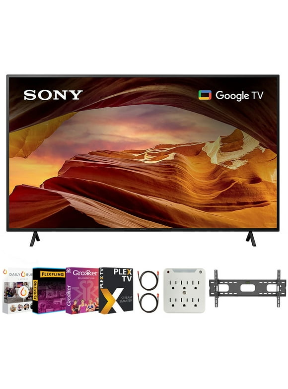 Sony KD43X77L X77L 43 Inch 4K HDR LED Smart TV with Google TV 2023 Bundle with Premiere Movies Streaming + 37-100 Inch TV Wall Mount + 6-Outlet Surge Adapter + 2x 6FT 4K HDMI 2.0 Cable