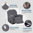 thumbnail image 3 of Super Stretch Couch Covers Recliner Covers Recliner Chair Covers Form Fitted Standard / Oversized Power Lift Reclining Slipcovers, Feature Soft Thick Jacquard, Grey, 2 Pack, 3 of 7