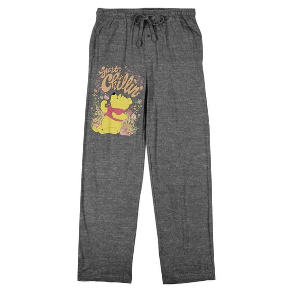 Winnie The Pooh Just Chillin Pooh Bear on Athletic Gray Adult Sleep Pant-Large