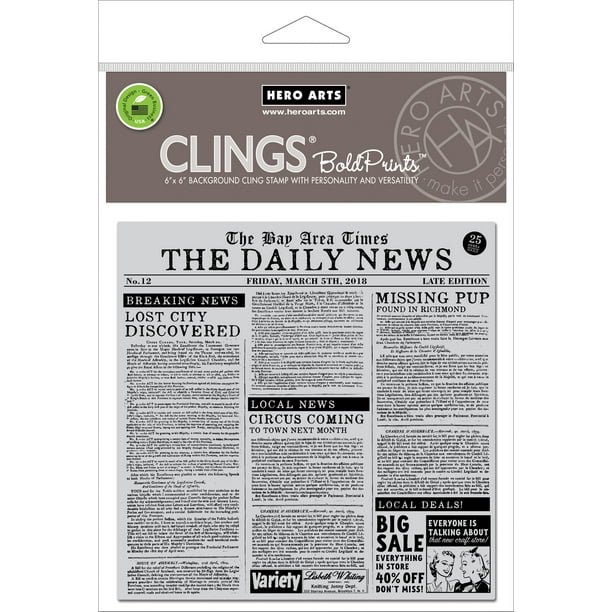 Hero Arts Cling Stamps 6 X6 Newspaper Bold Prints Walmart Com