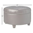 thumbnail image 4 of HomePop Grand Pouf de Rangement Rond à Boutons Capitonnés, Similicuir Brun, 4 of 14