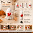 thumbnail image 2 of Cute White Soft Ghost Figurines as Desktop Ornaments, Mini Spooky Statue Decorations for Home Bedrooms, Living Rooms, Wall Shelves and Various Halloween Party Tabletop Layouts, White, 2 of 8