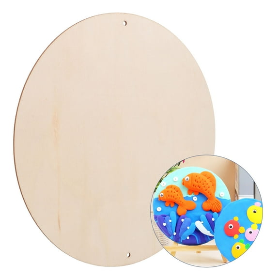 WASHWEPE 1Pcs Round Wood Board Unfinished Plank Sliced Wood Rounds Diy Clay Craft Supplies For Artists