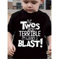 thumbnail image 1 of The Twos Aren't Terrible" Fun Letter Print Boys' T-Shirt - Soft, Breathable & Comfortable Short Sleeve Crew Neck Top for Youngsters, Perfect for Spring/Summer/Fall, Cute Shirts, 1 of 6