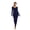 Dark Blue, variant on Women's Round Neck Long Sleeve Maxi Wrap Dress 80% polyester 20% spandex Elegant Flowy Style for Everyday Wear