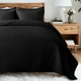 thumbnail image 6 of VCCOEM Quilt Set Full/Queen Size Lightweight Bedspreads, All Season Coverlet, 3 Piece (1 Quilt, 2 Pillow Shams), Woven Pattern, Black, 6 of 10