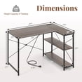 thumbnail image 3 of Costway Bureau d'Angle Réversible de 47 Pouces avec Prise de Courant, Étagères Latérales de Rangement Ajustables, Gris, 3 of 10
